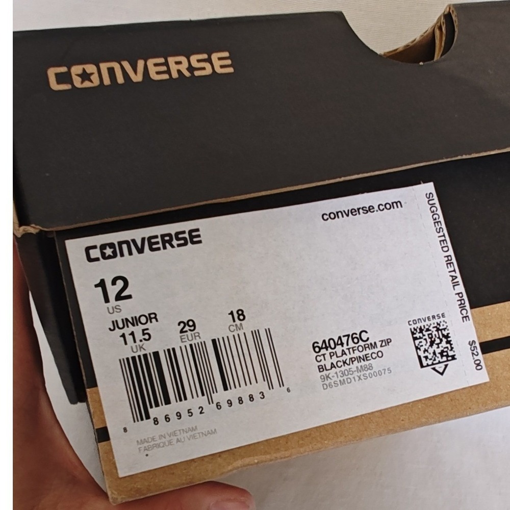 Converse Chuck Taylor All Star Platform Zip Black Leopard Pinecone Kids 12 New - Picture 10 of 10